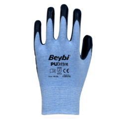 Beybi Pu Cotton 1/2 PU (Poliüretan) Kaplı Pamuk Örme Astar  İş Eldiveni EN388 3111X