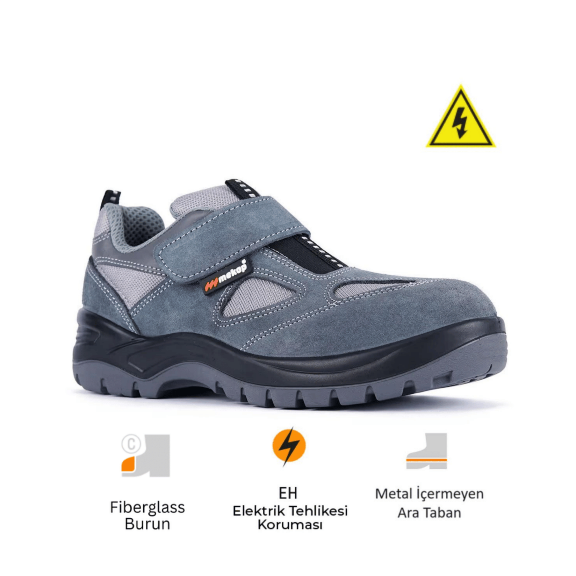Mekap Pro Policap 157-01 S1P SRC Süet Deri Fiberglass Burun Kevlar Ara Taban Elektrikçi İş Ayakkabısı
