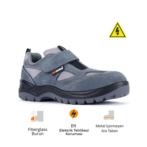 Mekap Pro Policap 157-01 S1P SRC Süet Deri Fiberglass Burun Kevlar Ara Taban Elektrikçi İş Ayakkabısı