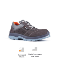 Mekap Gripper Ganj GPR-190 S1P SRC Kompozit Burun Kevlar Ara Taban Koyu Gri Süet İş Ayakkabısı