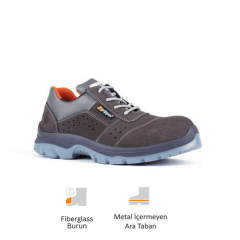 Mekap Gripper Ganj GPR-190 S1P SRC Fiberglass Burun Kevlar Ara Taban Koyu Gri Süet İş Ayakkabısı