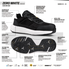 Toworkfor Zero Gravity White S3S SRC ESD Kompoizt Burun İş Ayakkabısı
