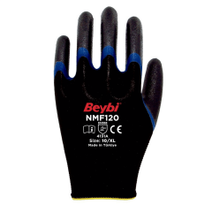 Beybi NMF-120 1/2 Mikro Köpük Nitril Kaplı Polyester Astar A kesilme Dirençli İş Eldiveni EN388 4131A