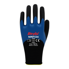 Beybi NMF-134 3/4 Mikro Köpük Nitril Kaplı Polyester Astar A kesilme Dirençli İş Eldiveni EN388 4131A