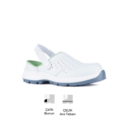 Segura White SGR-203 S1P SRC Mikrofiber Deri Çelik Burun Çelik Ara Taban Sabo Terlik İş Ayakkabısı
