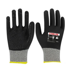 Starline STL-1076 4/4 Köpük Nitril Kaplı Avuç İçi Puan Takviyeli Naylon Astarlı A Kesilmez Eldiven EN388-3121A