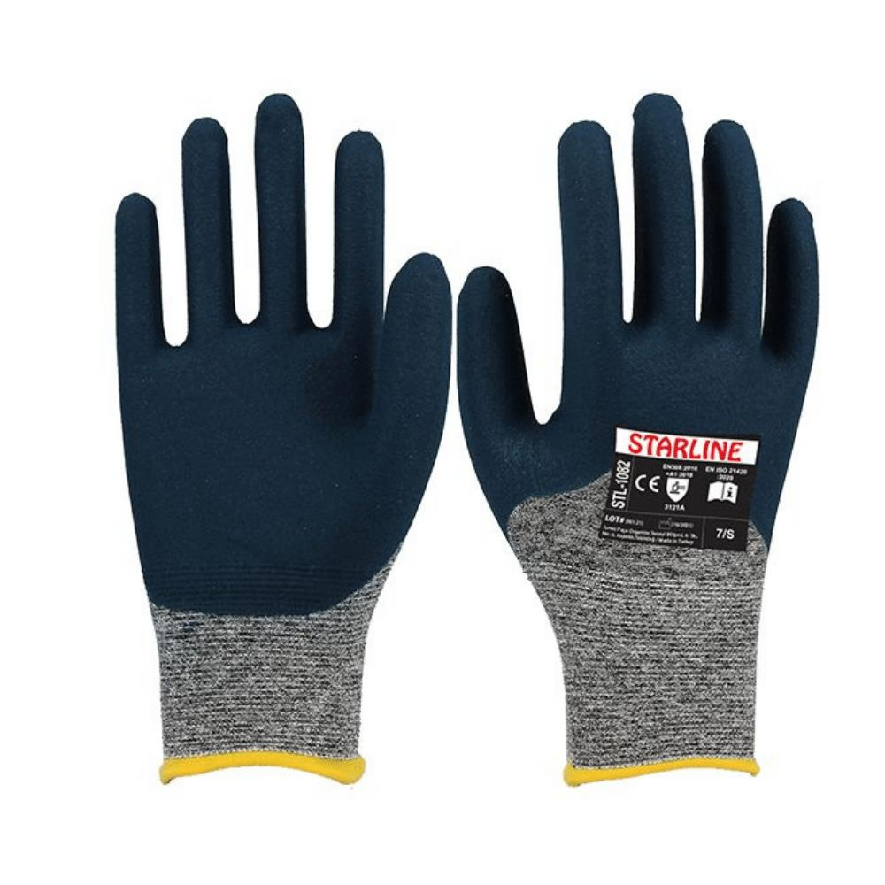 Starline STL-1082 3/4 Köpük Nitril Kaplı Naylon Astarlı A Kesilmez Eldiven EN388-3121A