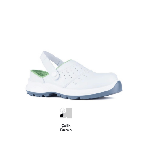 Segura White SGR-203 S1 SRC Mikrofiber Deri Çelik Burun Sabo Terlik İş Ayakkabısı