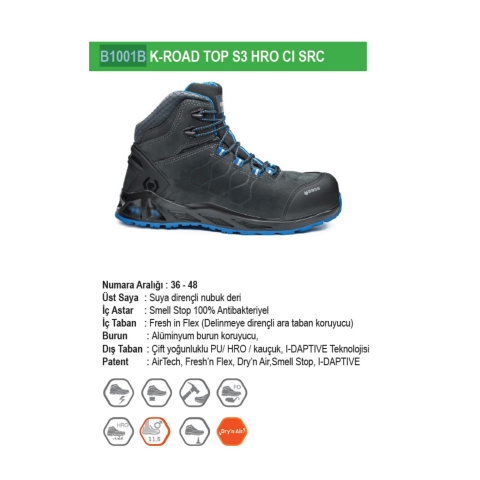 Base B1001B Kaptiv Serisi K-Road Top S3 HRO SRC  İş Botu
