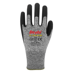 Beybi B-Flex 130 Micro 1/2 Mikro Köpük Nitril Kaplı Likralı Polyester Örgü Astar 15G A kesilme Dirençli İş Eldiveni EN388 3121A