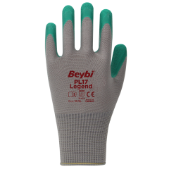 Beybi PL-17 LEGEND-Y 1/2 Crinkle Lateks Kaplı Kaplı Polyester Örme Astar  İş Eldiveni EN388 3142X