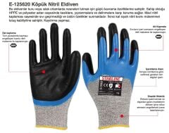 Starline E-125620 1/2 Köpük Nitril Kaplı DYNEEMA Dokuma Naylon Astarlı D Kesilmez Eldiven EN388-4X44D