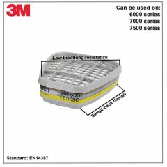 3M™ 6057 ABE1 Organik İnorganik Asit Gaz ve Buhar Filtresi (2'li Paket)