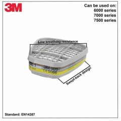 3M™ 6057 ABE1 Organik İnorganik Asit Gaz ve Buhar Filtresi (2'li Paket)