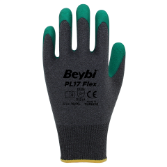 Beybi PL-17 FLEX-Y 1/2 Crinkle Lateks Kaplı Kaplı Likralı Polyester Örme Astar  A Kesilme Dirençli İş Eldiveni EN388 3121A