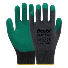 Beybi PL-17 FLEX-Y 1/2 Crinkle Lateks Kaplı Kaplı Likralı Polyester Örme Astar  A Kesilme Dirençli İş Eldiveni EN388 3121A