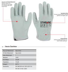 Starline Driver-Y Bufalo Cilt Deri Montaj Eldiveni Astarsız EN388-2X11X