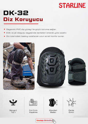 Starline DK-32 Koruyucu Dizlik – Jel Destekli Dayanıklı Diz Koruması 24.5x19.5 cm