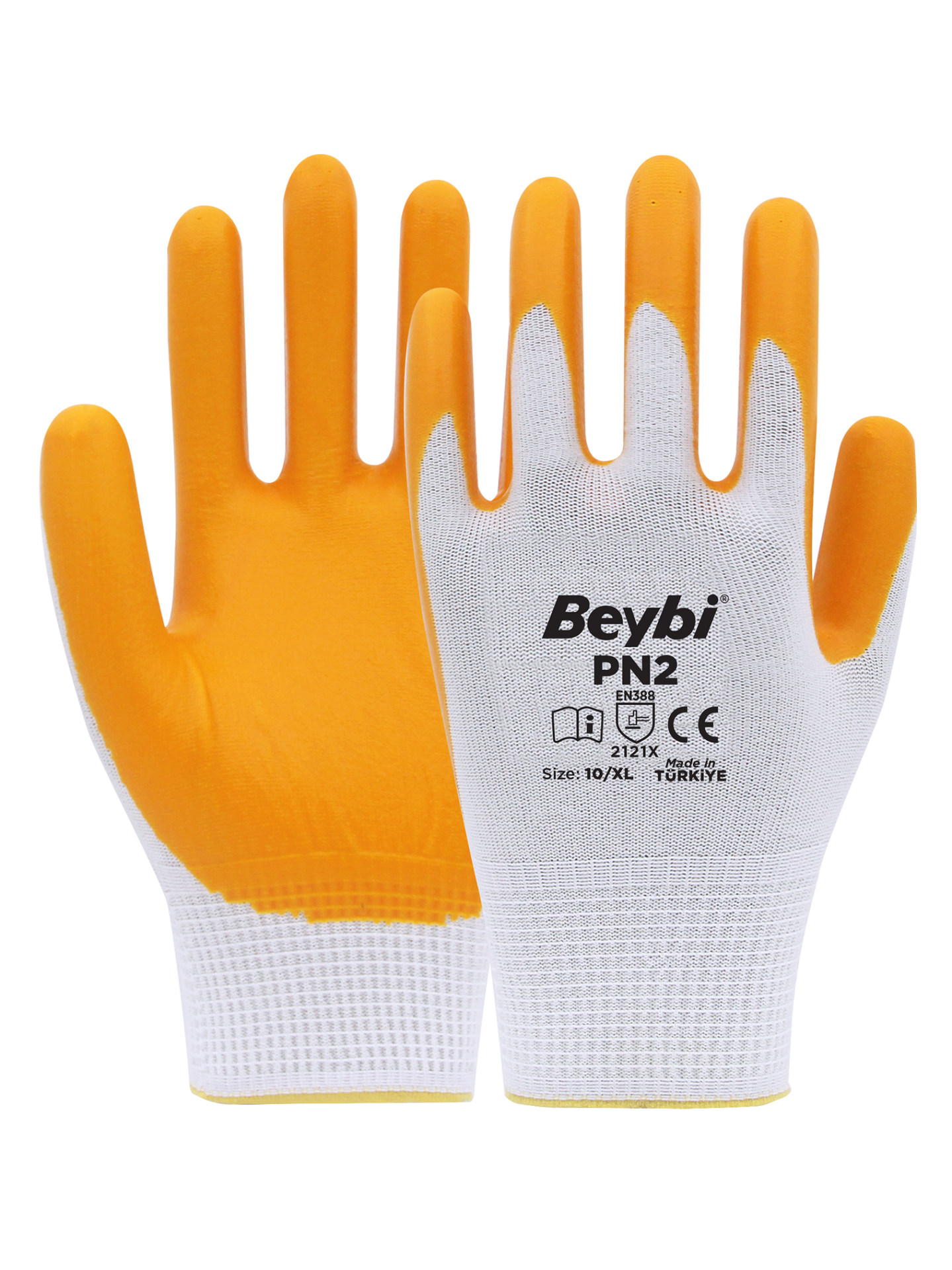 Beybi PN2 1/2 Sarı Nitril Kaplı Polyester Astarlı İş Eldiveni EN 388 2121X
