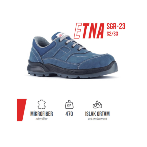 Segura Etna SGR-23 S3 SRC Mavi Mikrofiber Deri Bağcıklı Çelik Burun Çelik Ara Taban İş Ayakkabısı