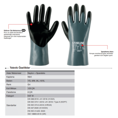 Starline E-151630 Naylon + Spandeks Isı Dirençli Kimyasal İş Eldiveni