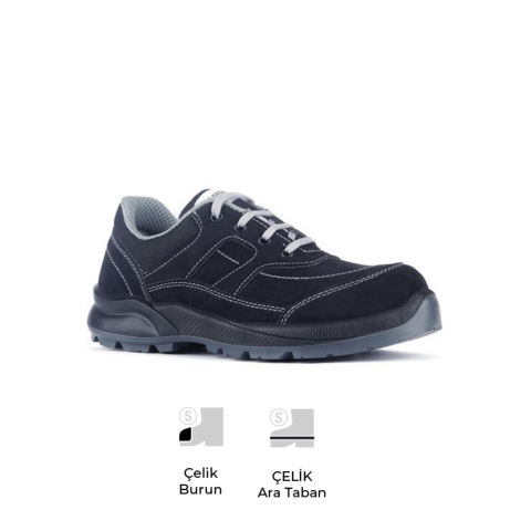 Segura Etna SGR-24 S3 SRC Siyah Mikrofiber Deri Bağcıklı Çelik Burun Çelik Ara Taban İş Ayakkabısı