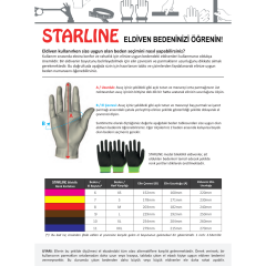 Starline E-125615 TPR Kaplama HPPE Astar Darbelere Karşı C Kesilme Dirençli İş Eldiveni
