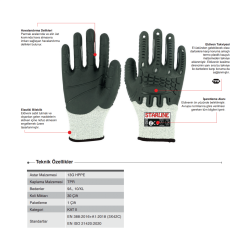 Starline E-125615 TPR Kaplama HPPE Astar Darbelere Karşı C Kesilme Dirençli İş Eldiveni