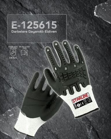 Starline E-125615 TPR Kaplama HPPE Astar Darbelere Karşı C Kesilme Dirençli İş Eldiveni
