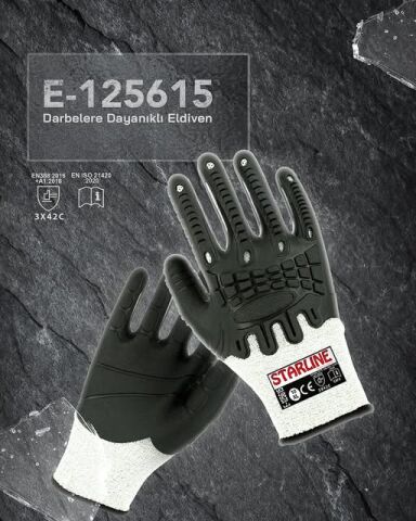 Starline E-125615 TPR Kaplama HPPE Astar Darbelere Karşı C Kesilme Dirençli İş Eldiveni