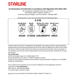 Starline E-570 HPEE + Naylon + Polyester + Spandeks D Seviye Kesilme Dirençli ve 100˚C Isı Dirençli Kimyasal İş Eldiveni